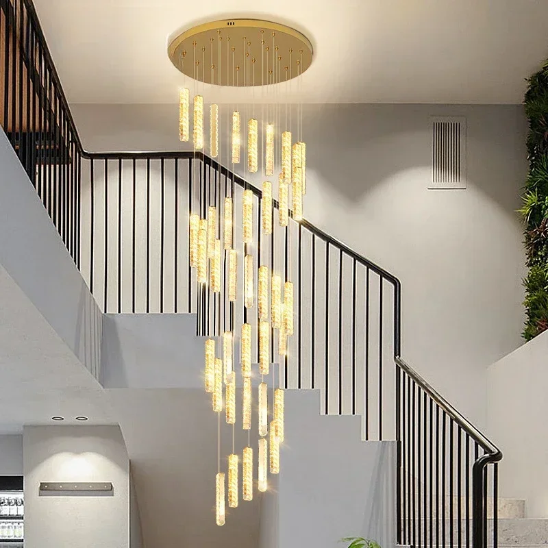 Stairwell 20-25 PCS G4 Led Lustre Lighting Modern Led Long Pendant Lights Spiral Stair Hanging Lamps Large Crystal Pendant Lamp