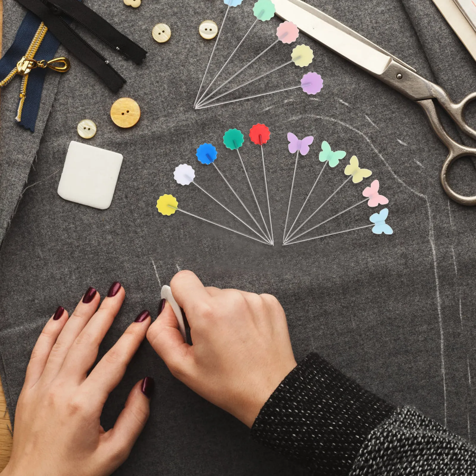 

400Pcs Sewing Pins Flat Head Colored Straight Pins for Quilting Dressmaking Fabric Crafts Durable Rust Resistant