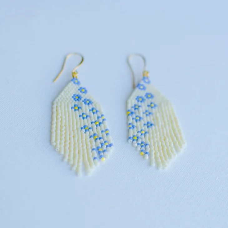 ZGMXR Bohemia Pattern Beaded Earrings Tassels Hand Weaving Geometry Flowers Creative Alloy Simple Fashion Rice Bead Jewelry