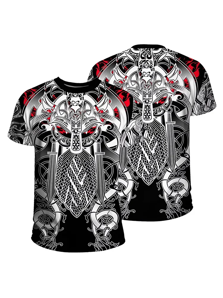 

Men's Comfort Hip-hop T-shirt Latest Viking Symbol 3D Printed Oversized Clothing Summer Short Sleeve Harajuku Loose Tops Street