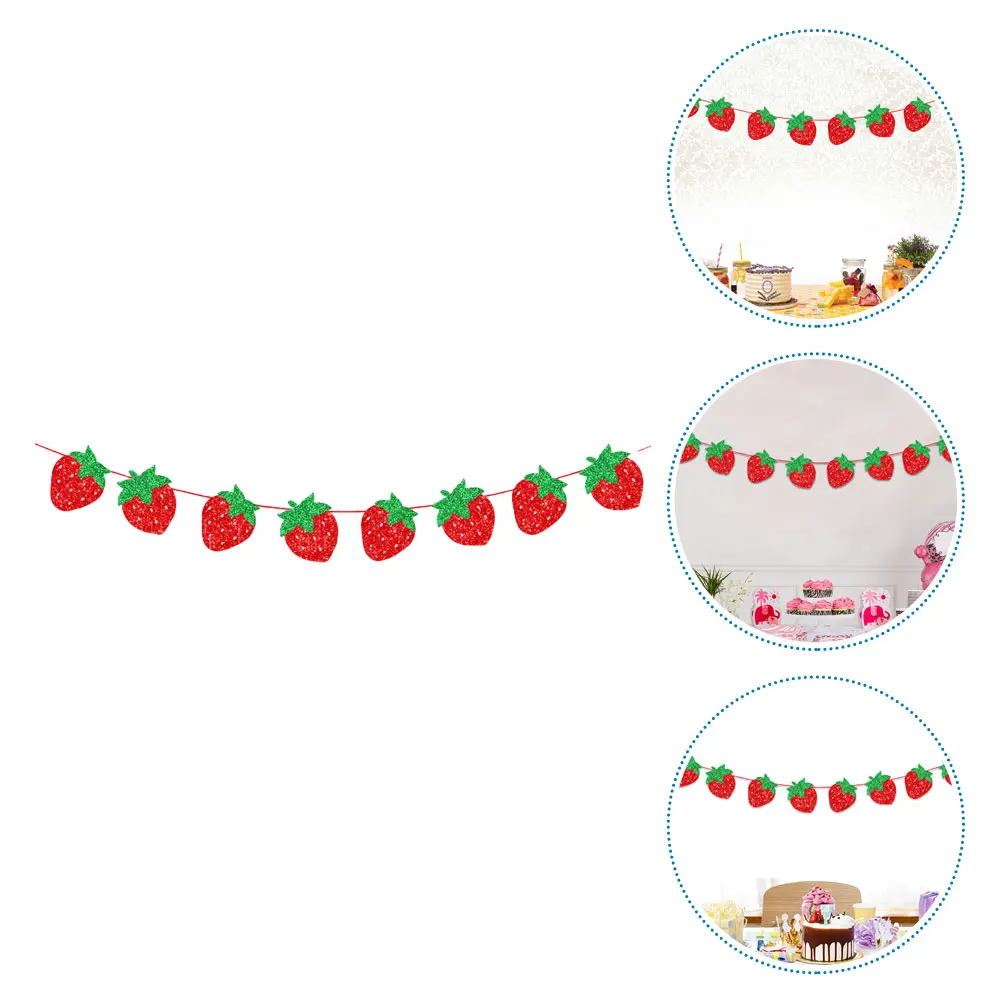 

Strawberry Pull Flag Party Decoration Strawberries Fruit Banner Birthday Decorations Venue Setting Props Garland