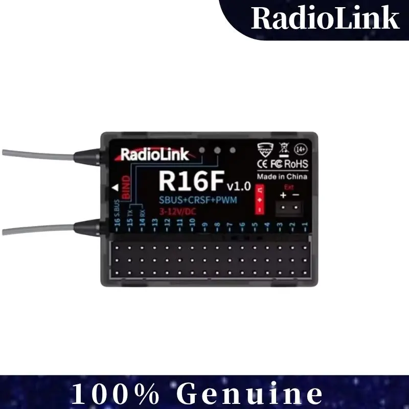 

Radiolink R16F RC Receiver 16 Channel 2.4G Gyro Car Voltage Transmission Telemetry 600m Long Range RX for RC Car Boat Plane