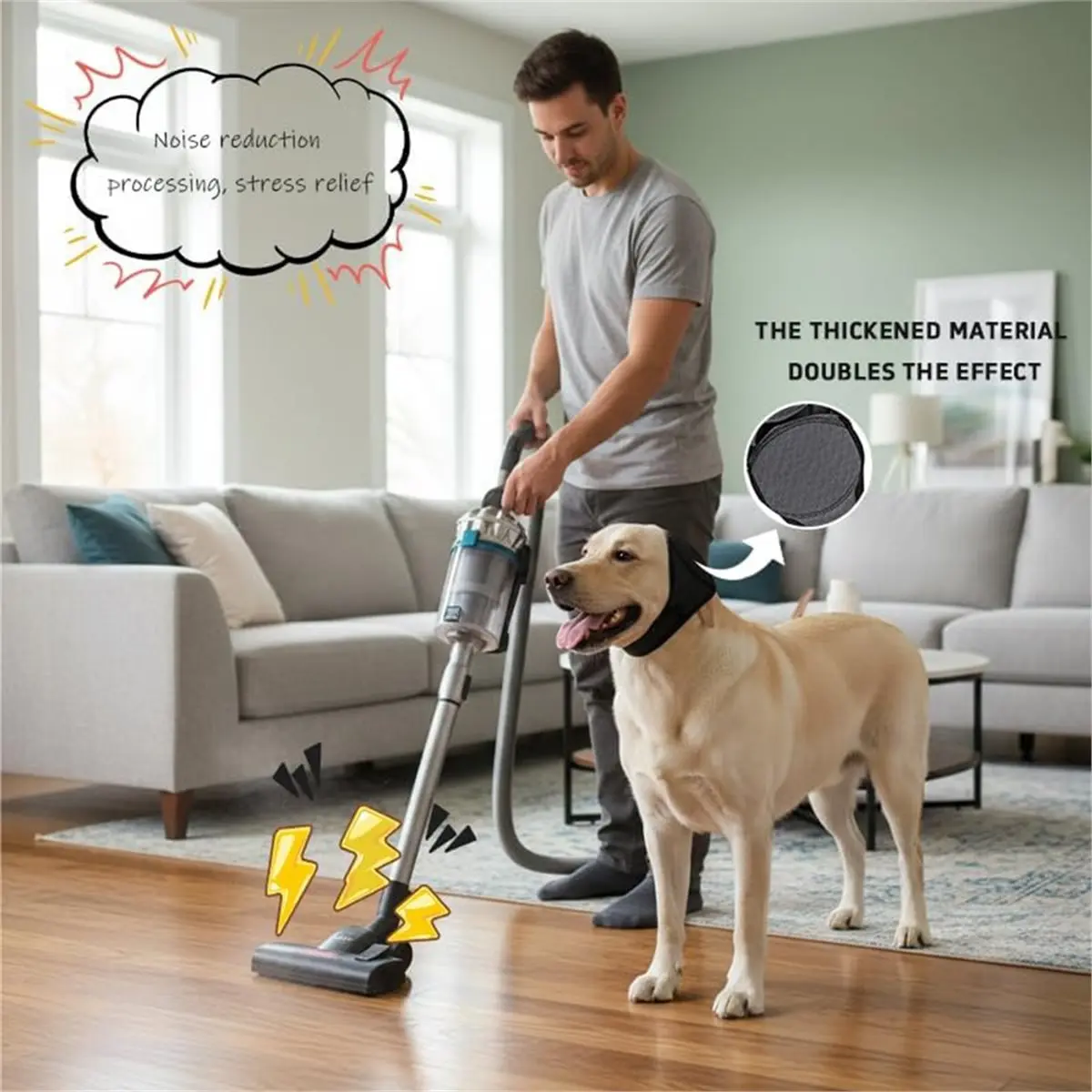 Dog Earmuffs,Noise- and Bathroom-Friendly, Waterproof, Stretchy, Calming Hoodie, Grooming (L) for All Occasions