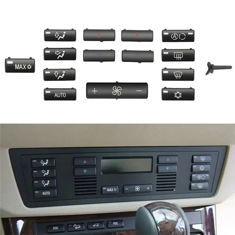 Climate Control Air Conditioning Cap Switch Button Cover For BMW 5 Series E39 X5 E53 1996-2002 Car Heater 64116915812