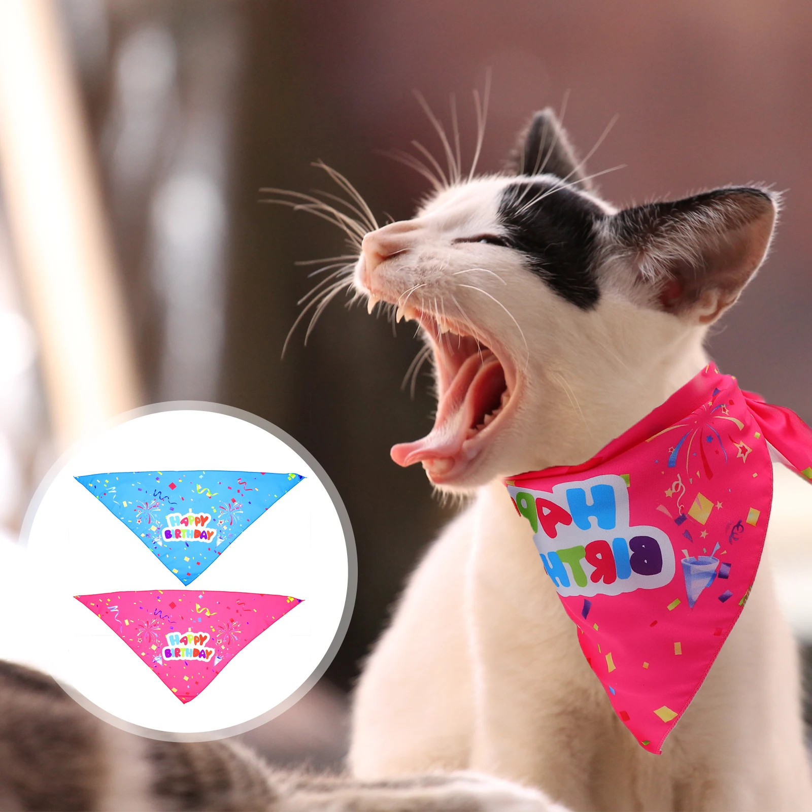 

2pcs Birthday Puppy Bibs Durable Dog B Triangle Scarf Saliva Towel Adjustable Neck Collar Pet Accessories Bright Color