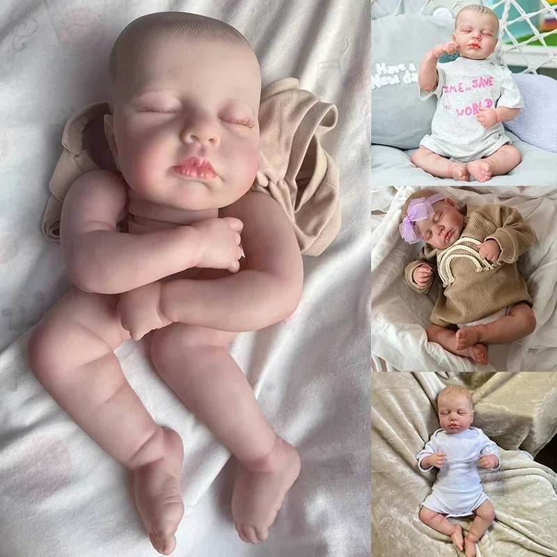 

19inch Loulou Reborn Doll Kit Lifelike Unfinished Soft Touch Multiple Layers Painting Doll Parts Visible Veins Hand Painted Hair
