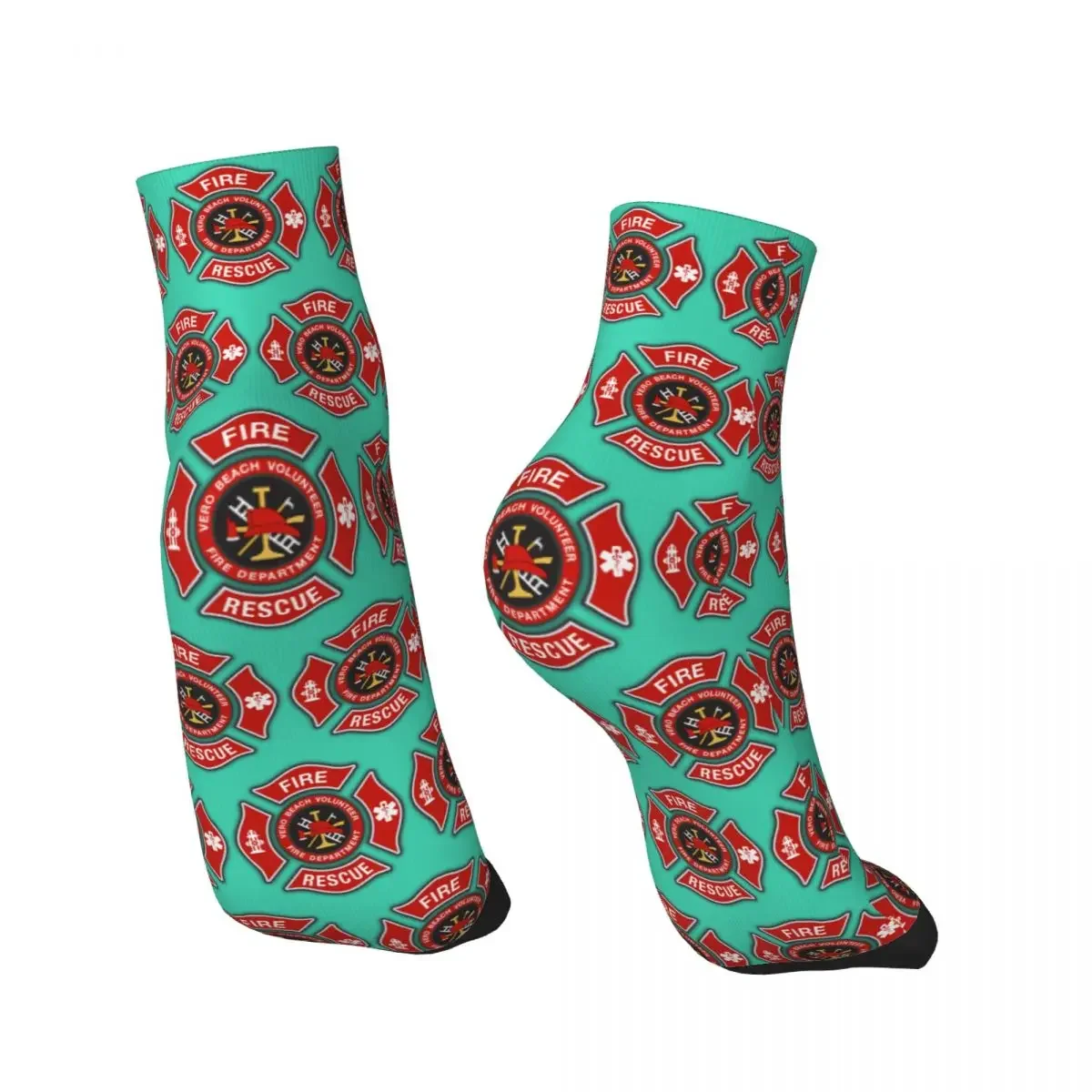 Calcetines de bombero de rescate con estampado lindo para hombres y mujeres, calcetines elásticos para verano, Otoño e Invierno