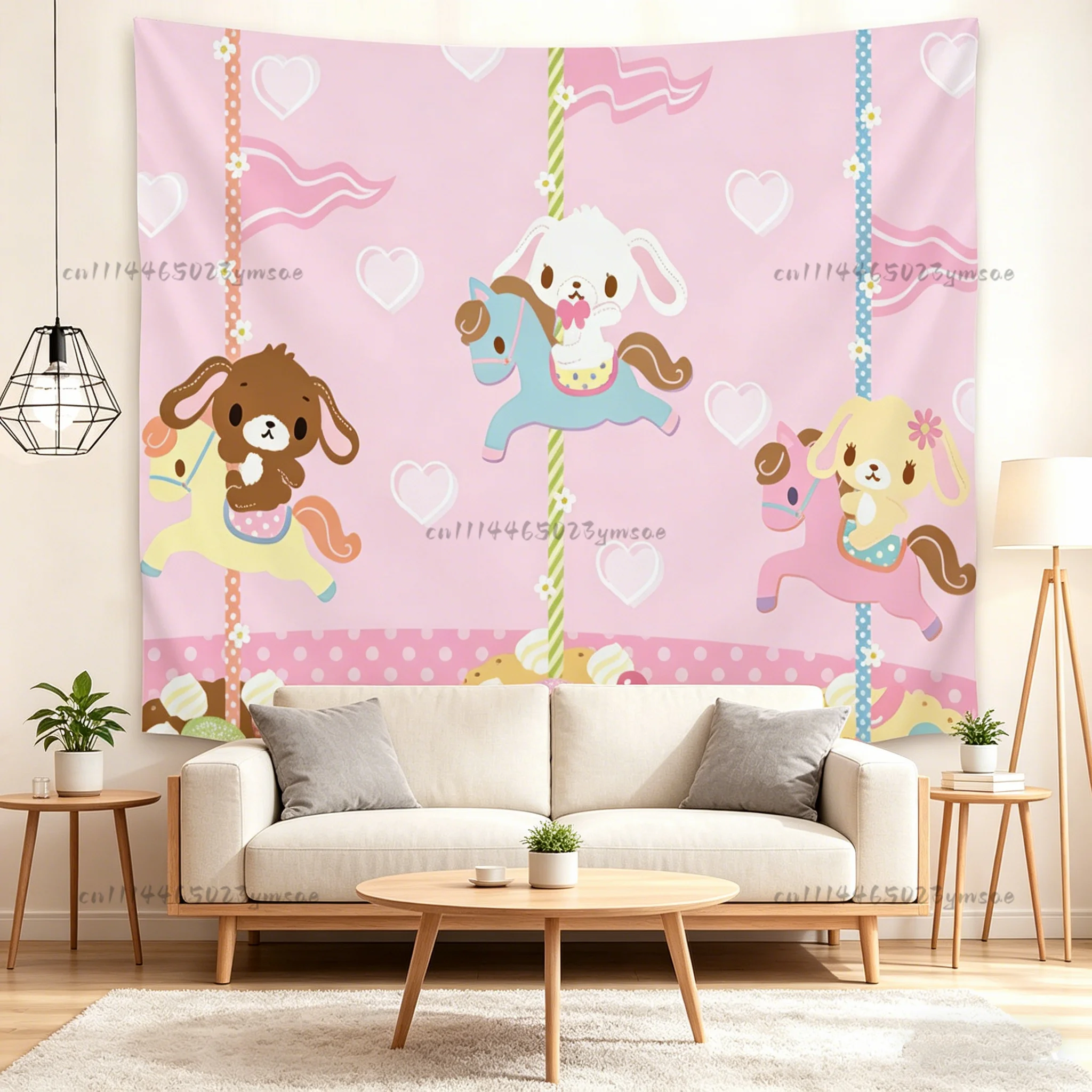 Cartoon Carousel Tapestry Anime Tapestry Aesthetic Dorm Wall Background Cloth Teen Girls Room Decor Perfect Gift for Fans Flags