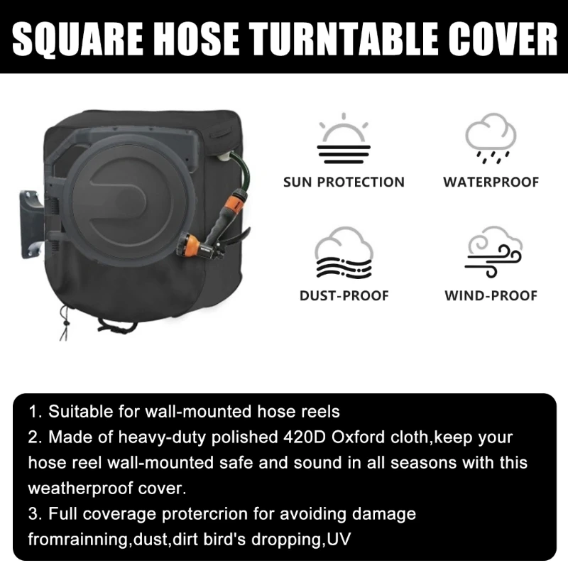 Outdoor Hose Reel Shield Water Resistant Silver Coated Cover for Wall Mounted Hoses Garden Equipment Protective Sleeve
