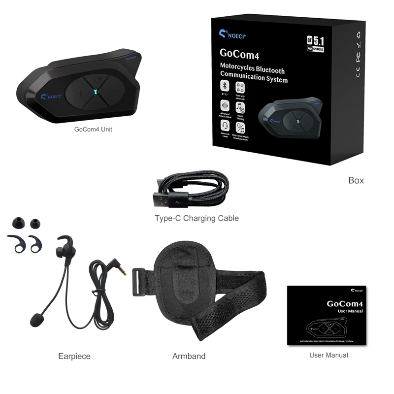 NOECI-Casque d'interphone d'arbitre de football GC4C, BT5.1 pour 4 arbitres, 1500m, Full Duplex, soigneusement King, système de conférence de football
