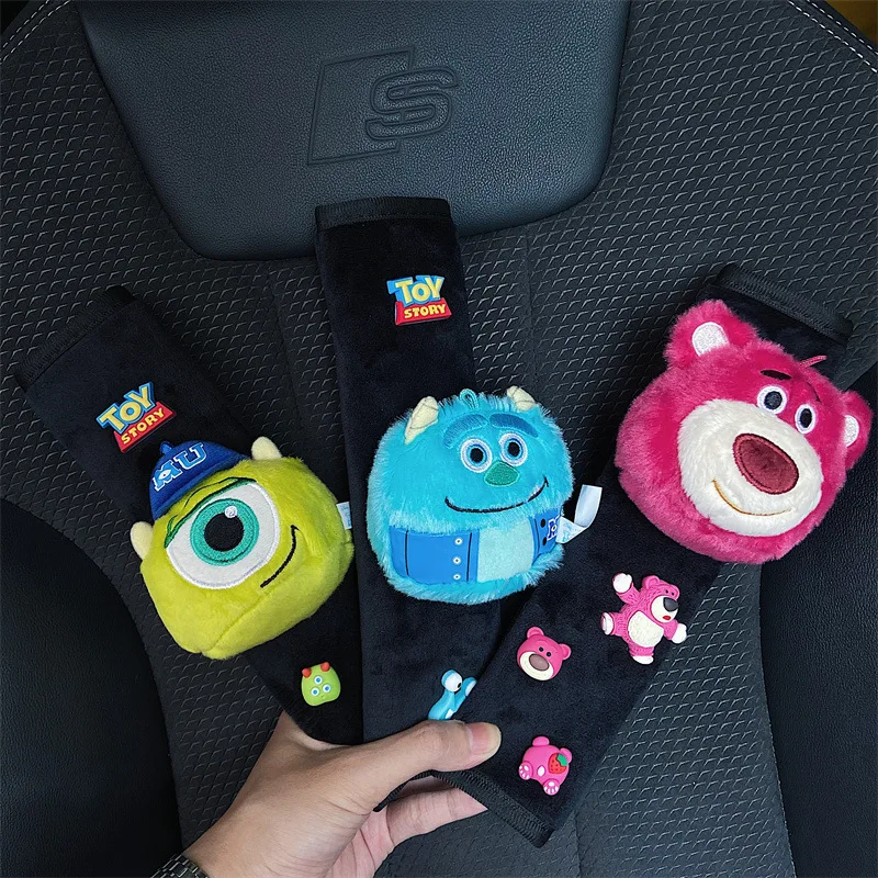 Disney Sullivan Lotso Lucifer Lotso StellaLou Car Seat Belt Cover Shoulder Protectors Anime Cartoon Auto Decorate Accessories