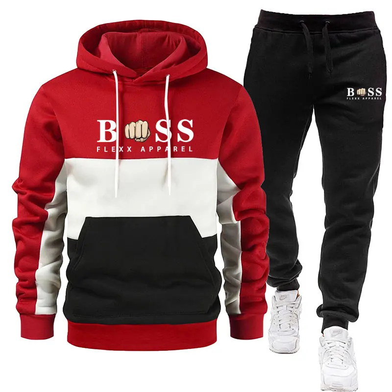 Herren-Sport-Set im europäischen und amerikanischen Stil Frühling und Herbst neue Outdoor-Freizeit mode Herren farblich abgestimmte Hoodie und Hose