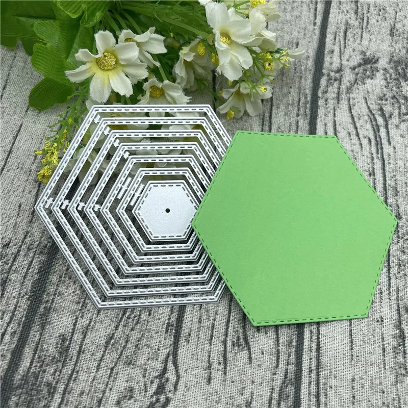 8 sztuk Stitched label Octagon Metal wykrojniki szablony dla DIY Scrapbooking/album fotograficzny dekoracyjny wytłoczenia kartki DIY