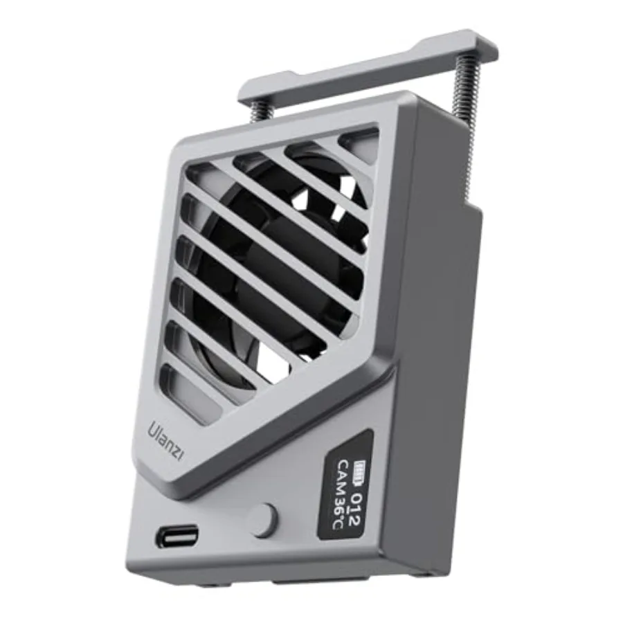 

Camera Cooling Fan New Spring Telescopic Mounting Adjustable Mini Intelligent Cooling Fan Real-time Monitoring with Type-C Char