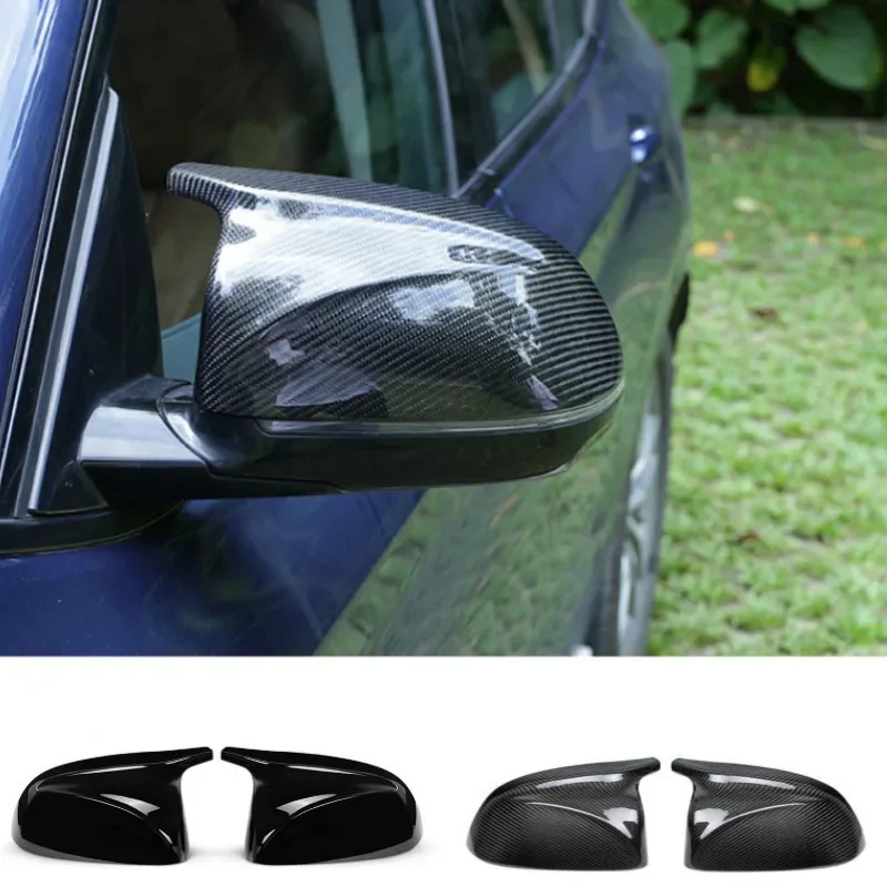 Carbon Fiber Car Rearview Mirror Caps for BMW X3 X4 X5 G01 G08 G02 G05 2019 2020 Non X3M X4M Side Mirror Covers Caps Gloss Black