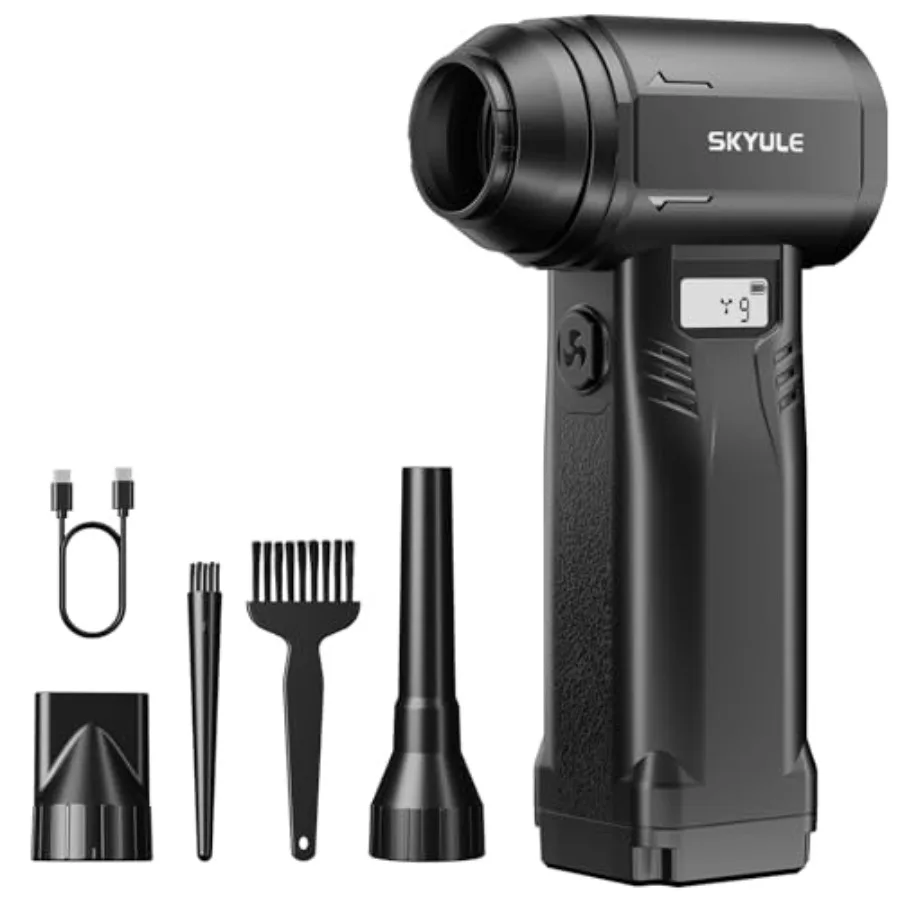 

Electric Air Duster-260000RPM Ultra-Powerful Compressed Air Duster with 10000mAh Rechargeable Battery Cordless 10-Gear Adjustab