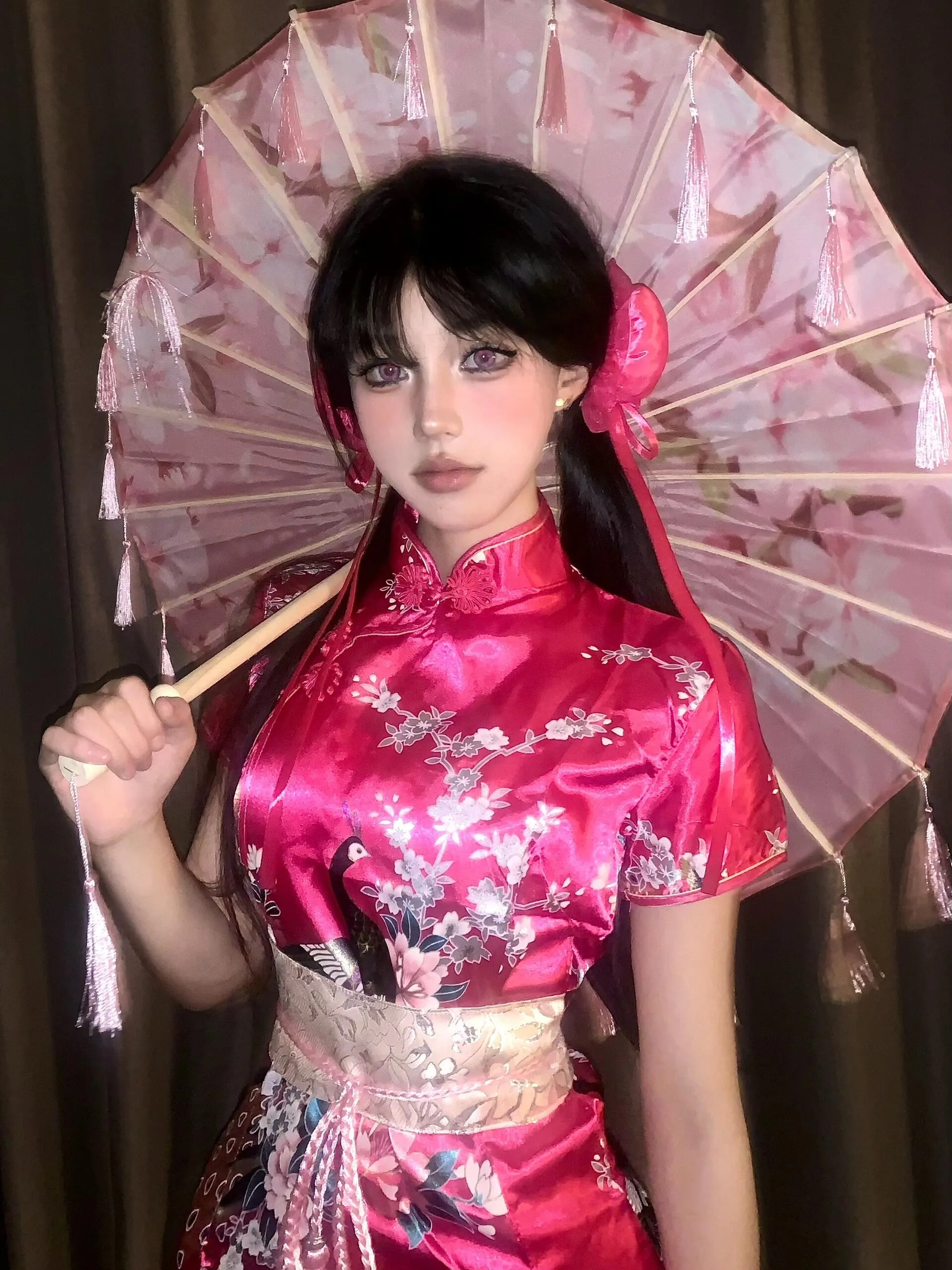 Halloween Par Cosplay Chinese Sle Dr Japanese Maid Lolita Set Rock ort Sve runder Kragen Low Slit