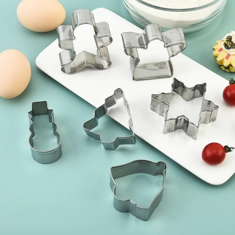 3/5pcs Christmas Snowflake Cookie Mold Stainless Steel Kitchen Baking Tool Gingerbread Man Tree Heart Chocolate Candy Mold