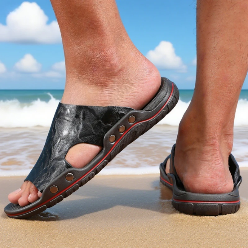 

Мужские сандалии, удобные роскошные классические пляжные тапочки, легкая прочная резиновая подошва, дышащая нескользящая повседневная мужская обувь