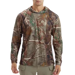 Camicie mimetiche Camicia da pesca da caccia Camicia parasole a maniche lunghe Top Elasticità Allentata Outdoor Casual Jungle Camo T-shirt Nuovo