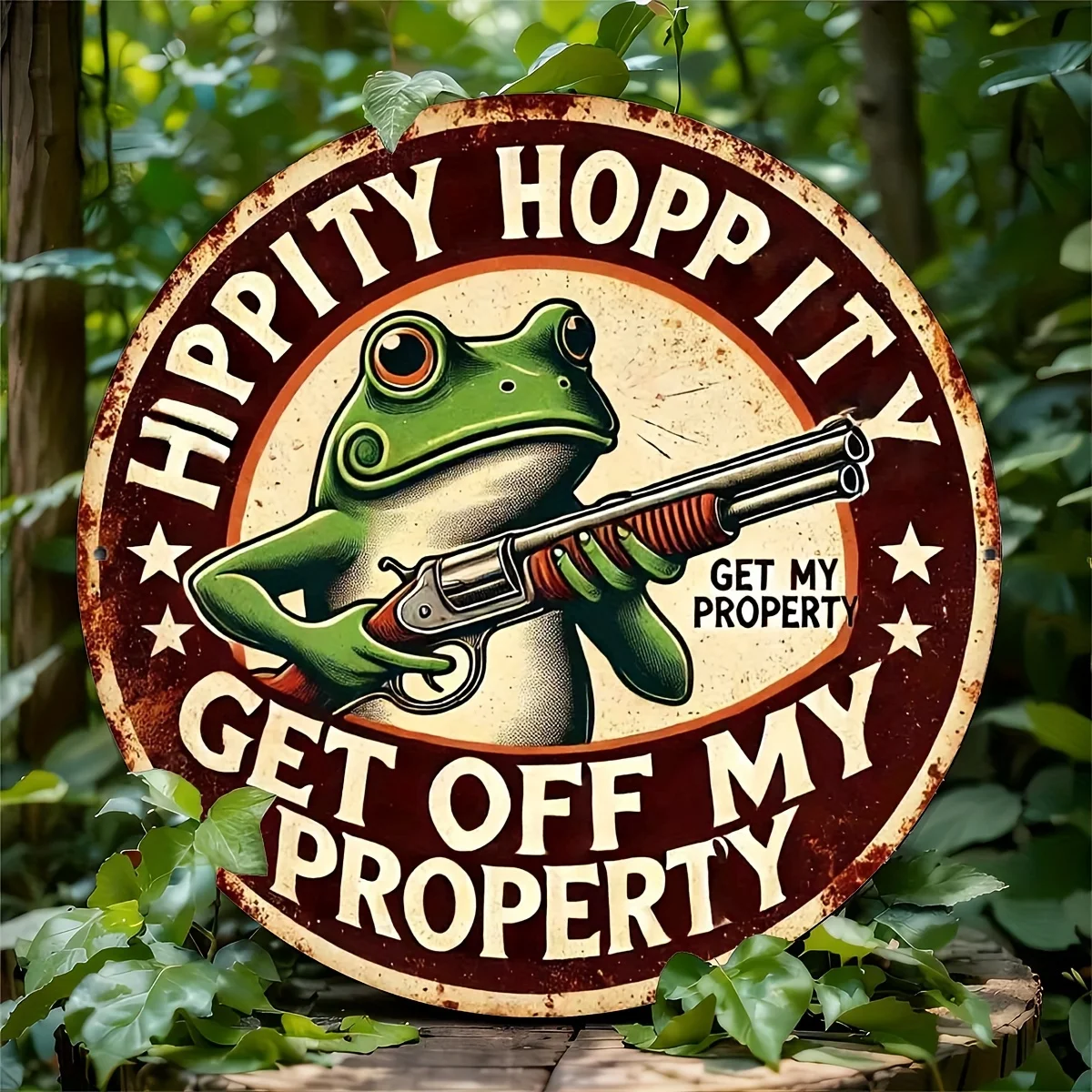 لافتة ألومنيوم عتيقة من Get Out of My Land مقاس 8 × 8 بوصة |   ديكور ريترو مضحك للمنزل والبار والمزرعة، لافتة ألومنيوم قديمة، منزلية