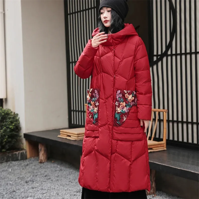 

Winter Long Coat Women's 2025 Fashion New Thicken Cotton padded Warm Snow Outerwear Loose Female Windproof Hooded Jacket Parkas