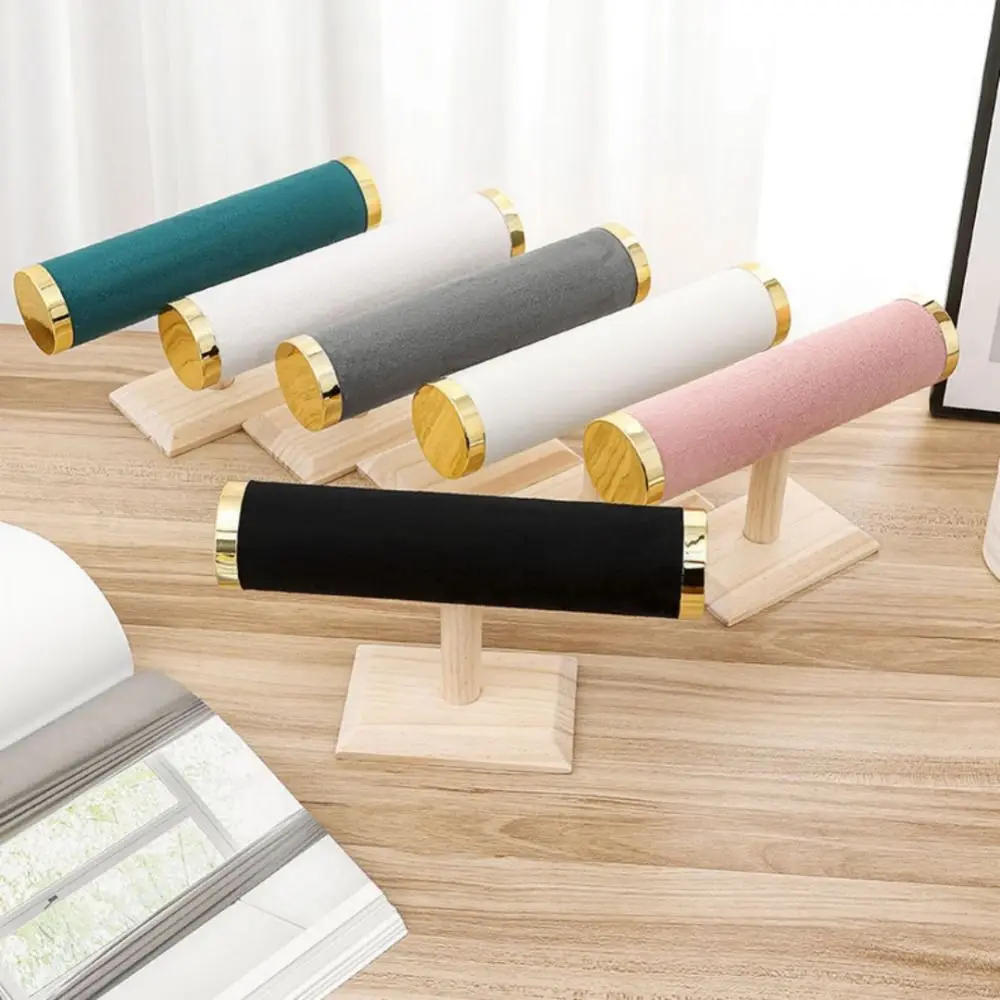 

Высококачественный держатель для браслета из цельного дерева, однослойный металлический чехол, органайзер для ювелирных изделий, бархатное кольцо для волос, полка для хранения, держатель для часов