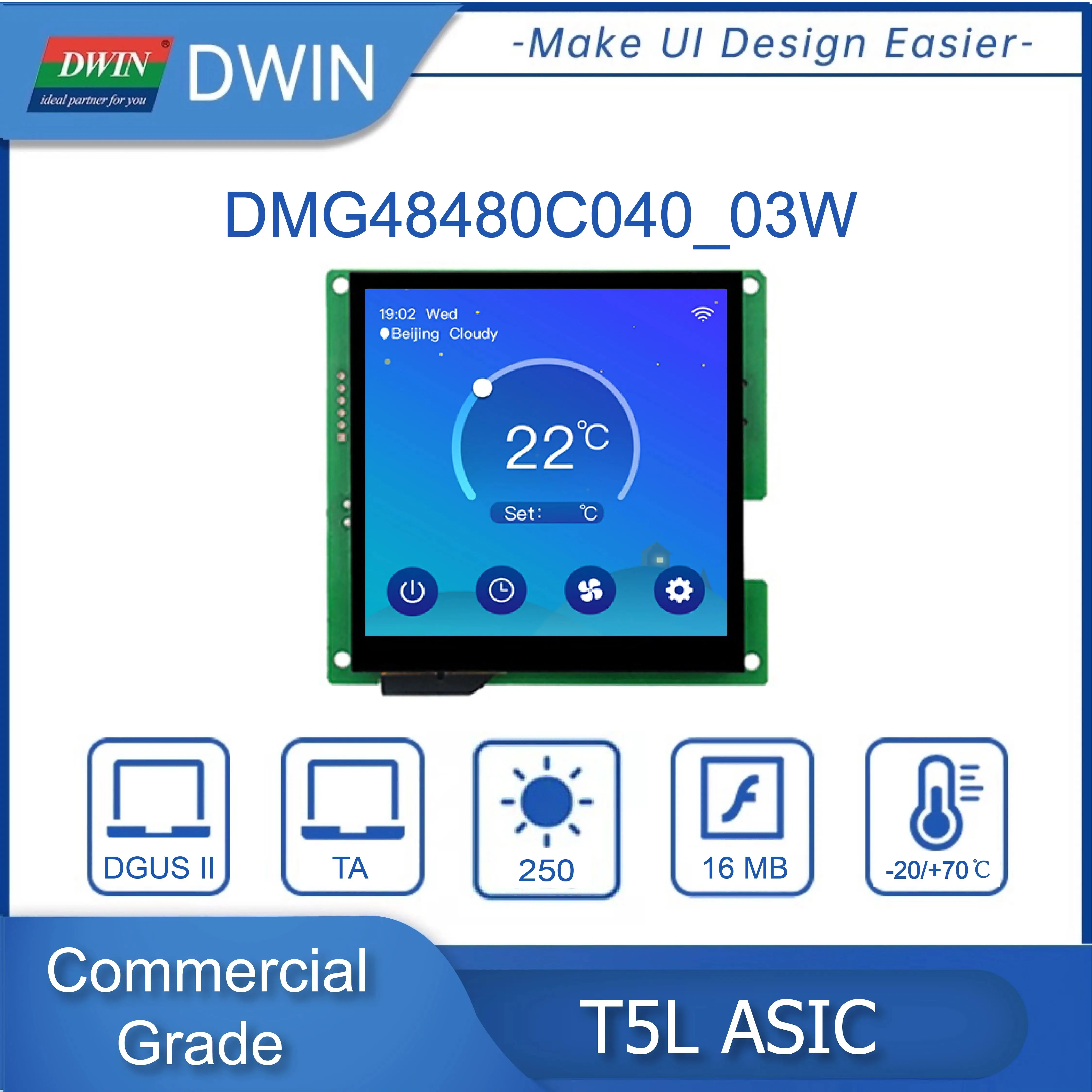 Moduł DWIN 4.0" IPS 480X480 Kwadratowy Panel Dotykowy Pojemnościowy TFT LCD UART LCM HMI Inteligentny Wyświetlacz Sterujący dla Arduino Nano