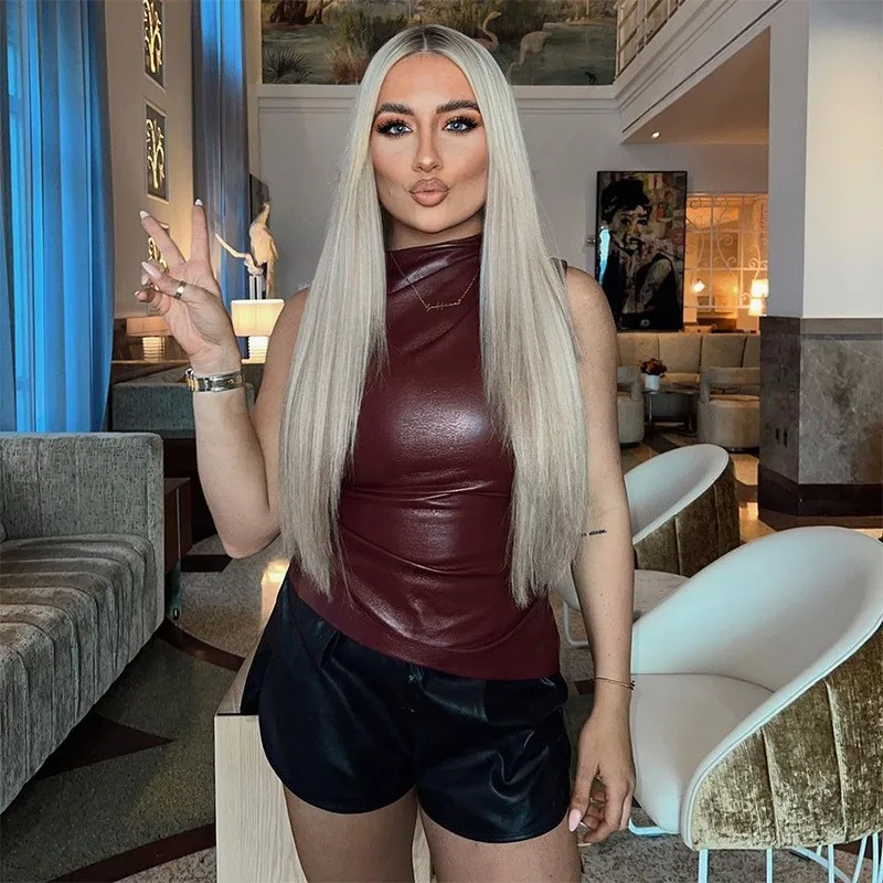 

Solid Sexy Tops Women's Tank Summer Sleeveless O-Neck Solid Tank Bodycon High Street Fashion Vestidos Zippers Folds Casual Tank