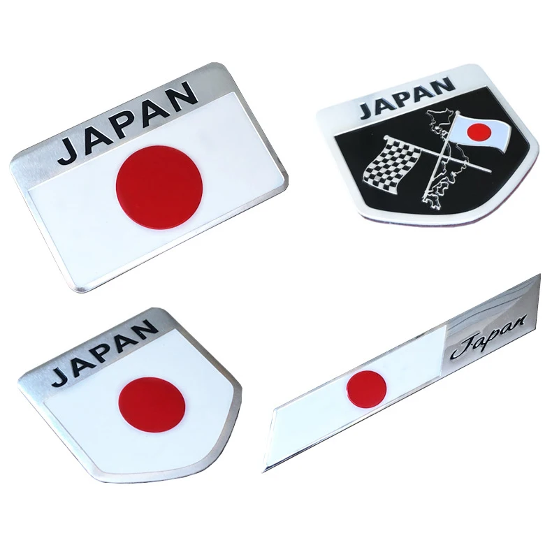 

3D Aluminium Japan Japanese Flag Shield Car Emblem Badge Truck Motorcycle Body Bumper Garnish Styling Sticker Car Accessories