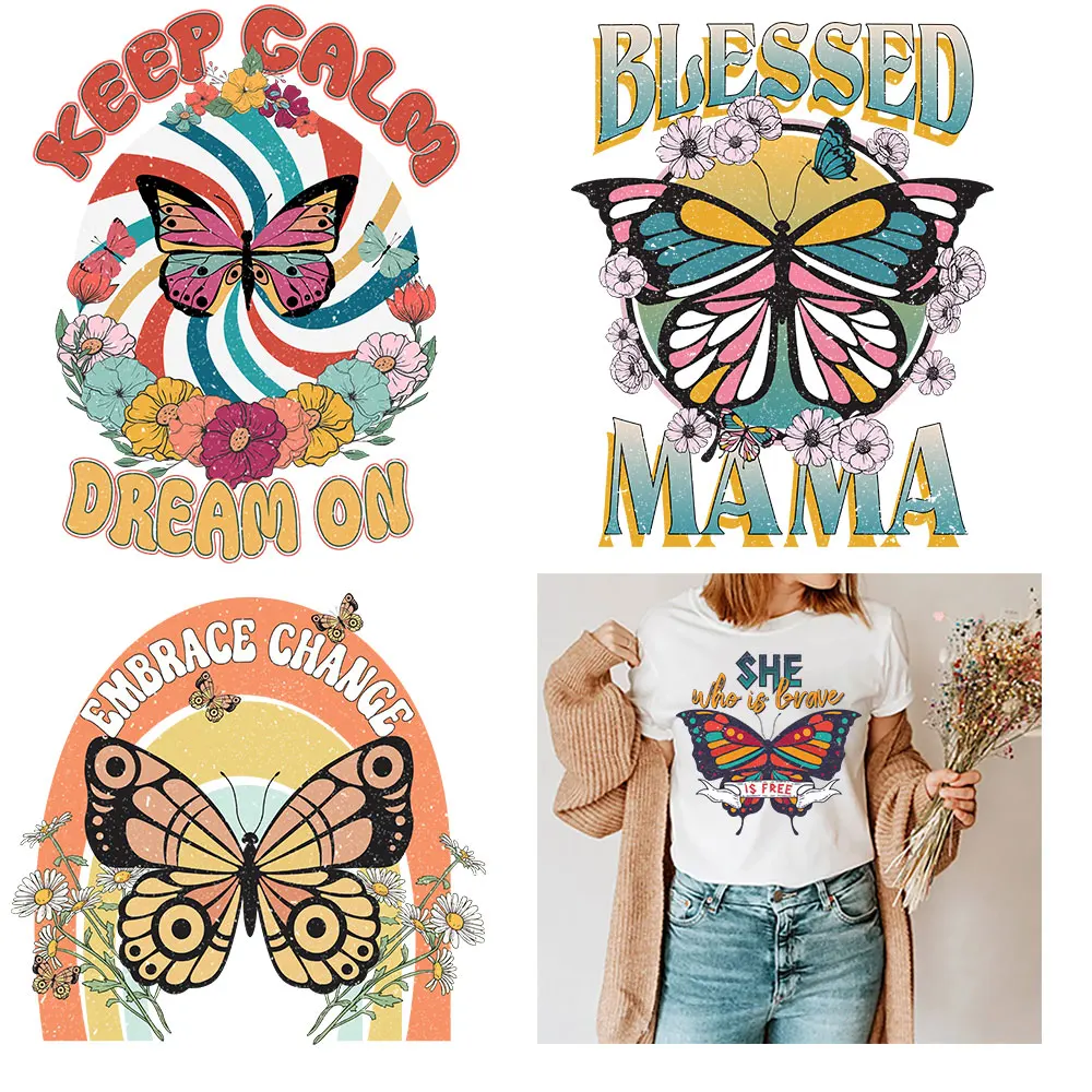 Gesegnet MaMa Eisen auf Patches für Kleidung Fledermaus Patch Wärme Transfer Vinyl Designs für T Shirts Männer Eisen auf Brief patches Abzeichen