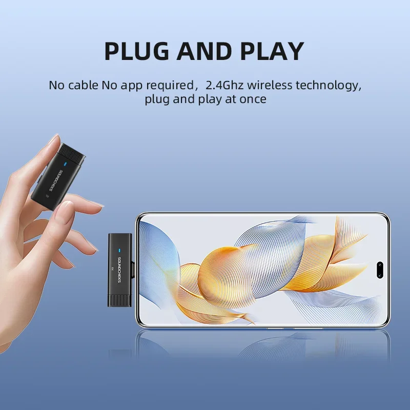 

Wireless Lavalier Microphone Type-C for Android Phone with Charging Box Noise Reduction for Live Streaming Youtube Recording