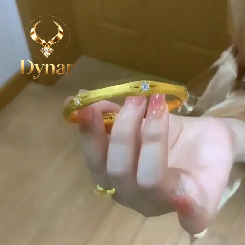 Dynar Jewelry    24K real gold French light luxury octet star silk loop au9999 bracelet set with diamond court style in the midd