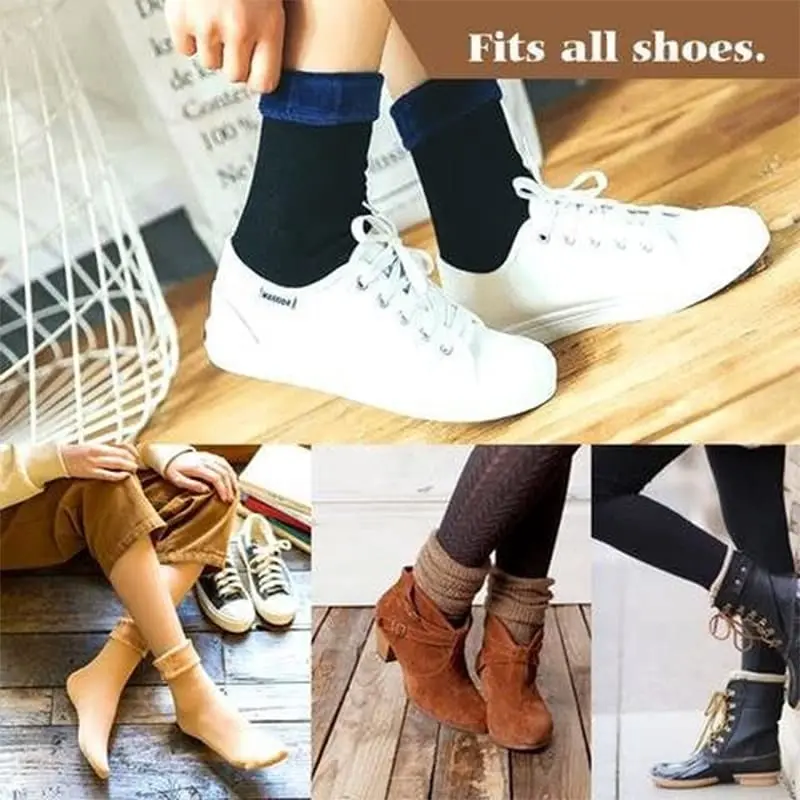 5 Pairs Women's Thermal Winter Socks - Cold-Resistant Self- Thickened Velvet Socks with Elastic Cuff,Indoor Outdoor Floor Socks