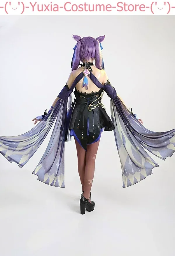 Genshin Impact Neon flattert Keqing Cosplay Frau Kleid Cosplay Kostüm Cos Spiel Anime Party Uniform Halloween spielen Rolle
