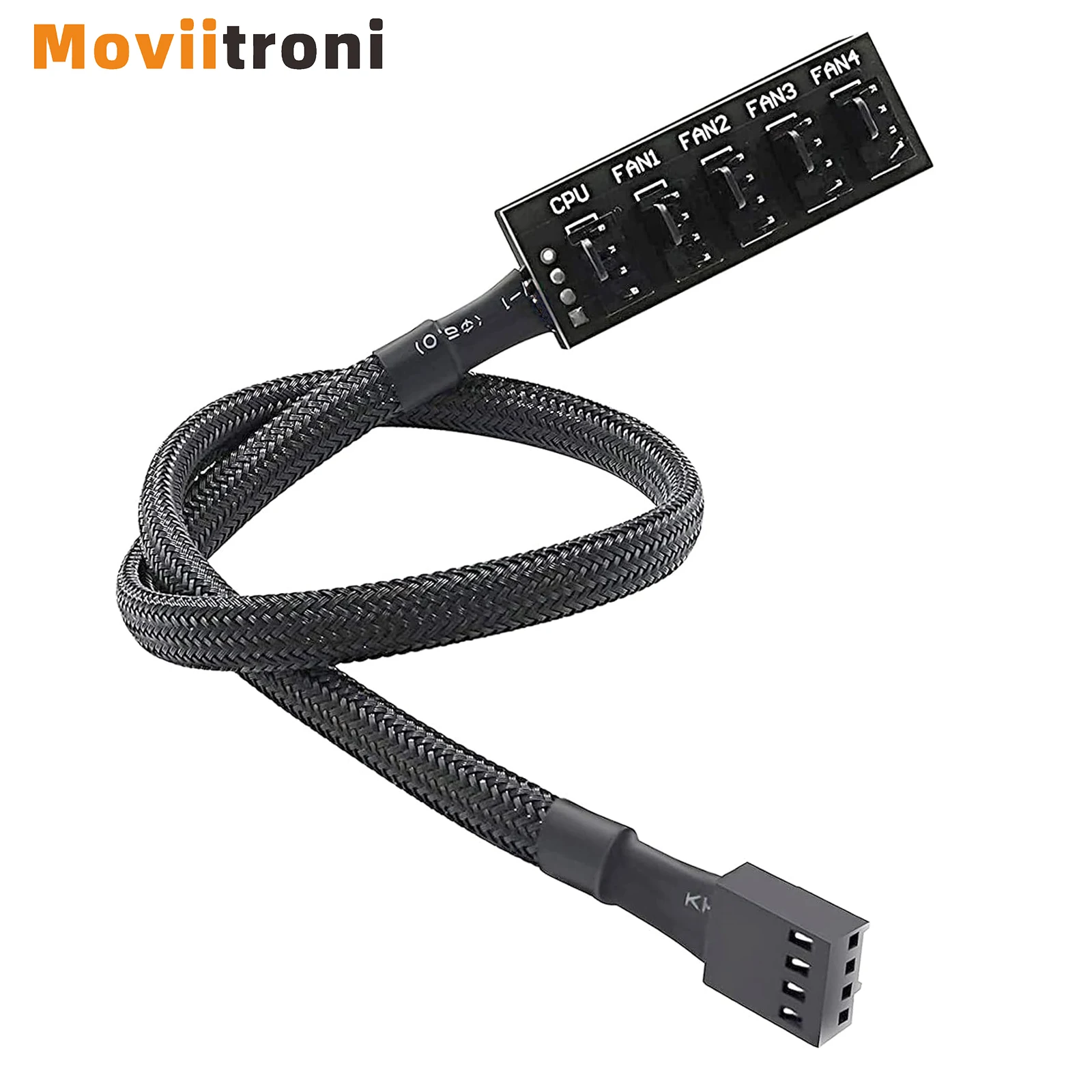 1pcs PWM Fan Hub,PC CPU Cooling 4 PIN/3PIN Power Fan Extension Cable Hub Splitter Adapter Sleeved Case 1 to 5 Way