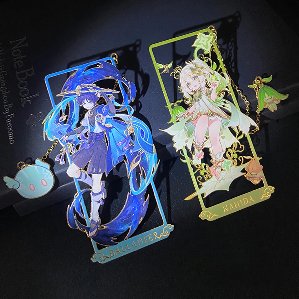 Anime Game Hollowed Metal Bookmark The Knave Arlecchino Nahida  Kokomi Wanderer Zhongli Xiao Fans Gift Key Chain