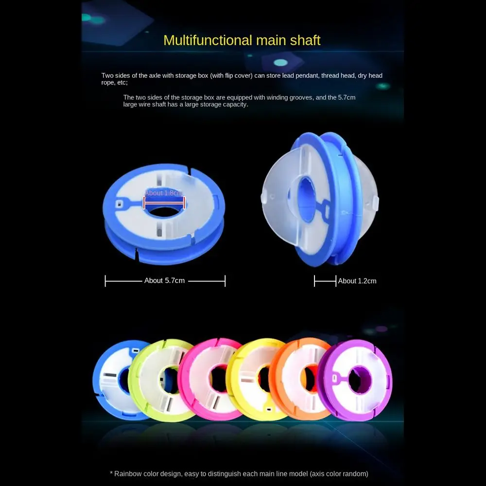 2024 4-16 Spindle Fishing Main Line Box Silicone Main Spool Rainbow Silicone Spools Storage Case Rig Bait Fishing Line Shaft