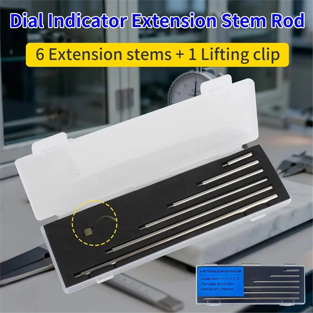 6-Piece Indicator Extension Rod Set for Measuring and Digital Indicator Tool Kit