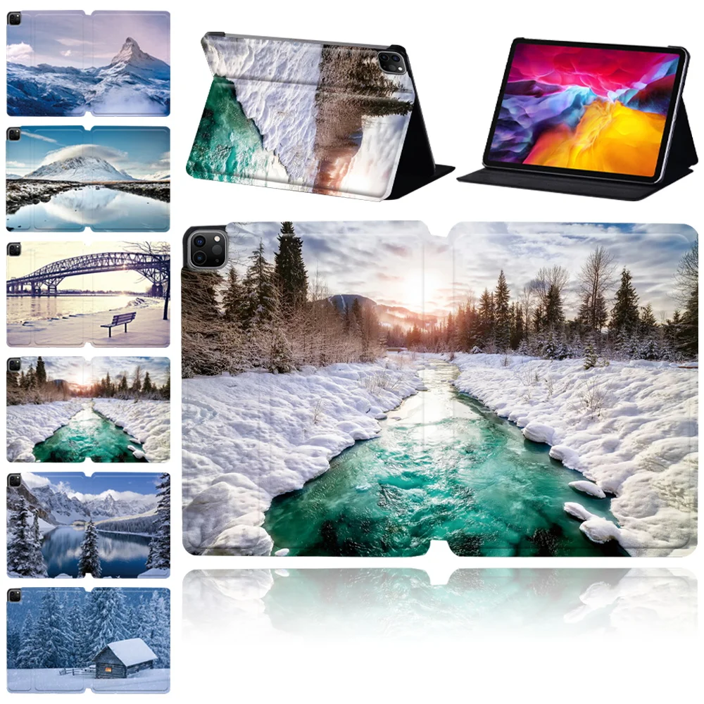 

Cover for Apple IPad Pro 9.7"/Pro 10.5"/iPad Pro 11" 2018 2020 2021 Cover Snowview Print Funda Portable Tablet Protective Case