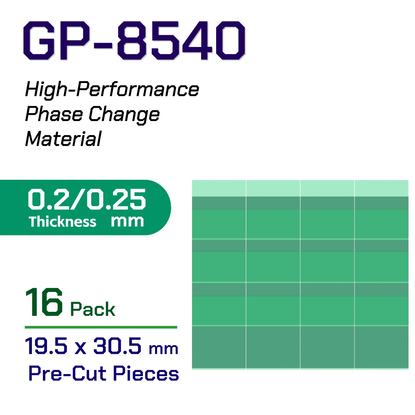 GEEKTC GP-8540 Faseveranderend materiaal PCM thermische pasta pad voor CPU, GPU, consoles, grafische kaarten, laptops, processors, PTM