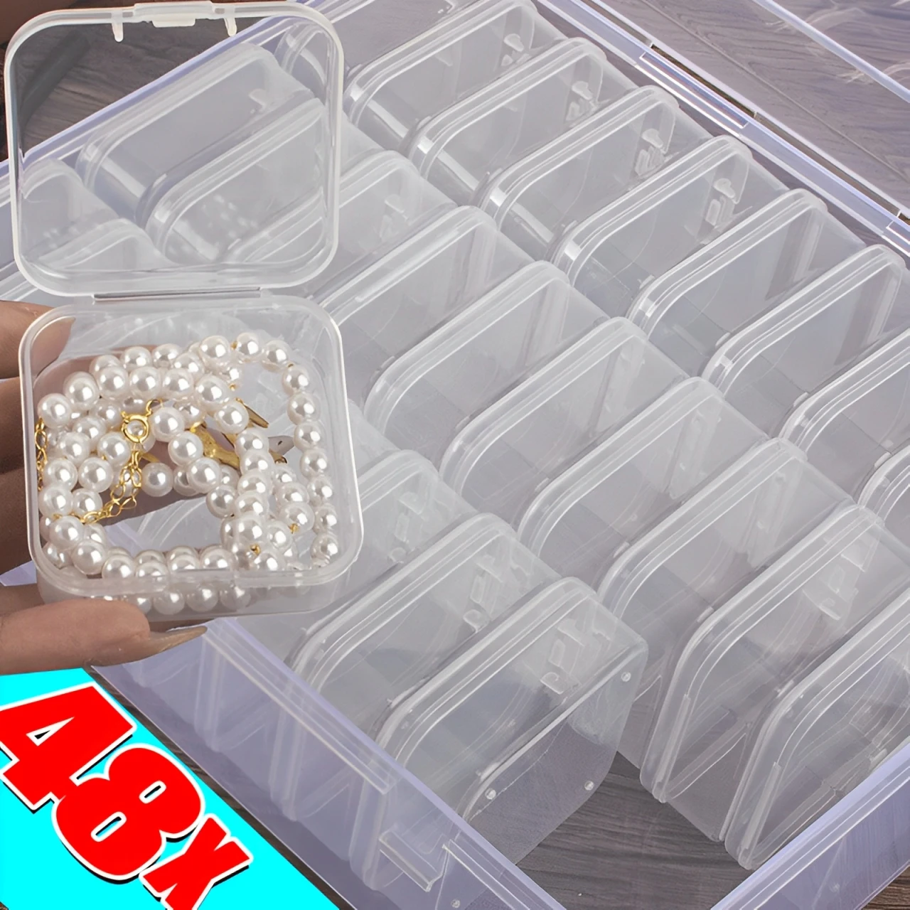 

6-48Pcs Clear Small Containers Plastic Square Bead Storage Box for Beads Jewelry Crafts Board Game Pieces Organization Wholesale