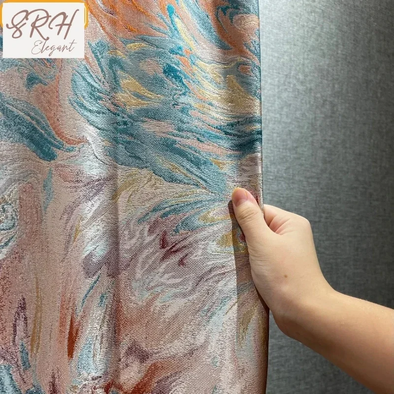 2025 New High-precision Jacquard Abstract Oil Painting Blackout Curtains For Living Room Bedroom Finished Product Customization