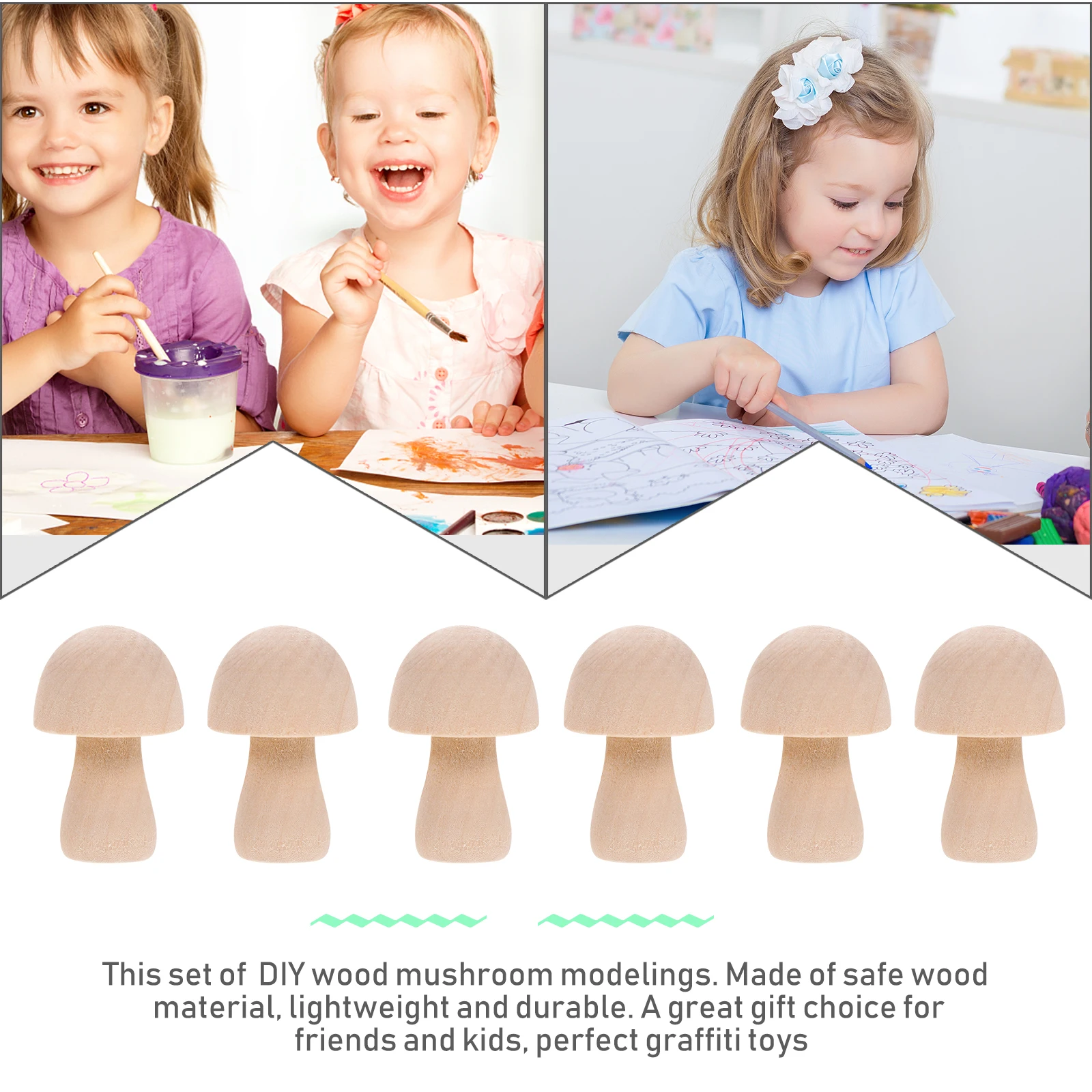 

10Pcs Unfinished Mushroom Wood Modelings Kids Painting Ornaments Mushroom Decor Creative Decoration