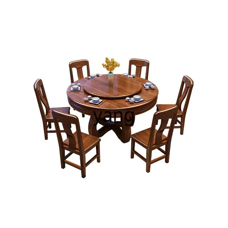 

Yhm solid wood meal all solid wood new Chinese style dinner with turntable round table