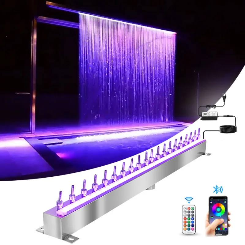 custom.Modern Outdoor Pools Gardens Lakes Made Stainless Colorful Artificial Waterfalls Digital Fountain Curtain