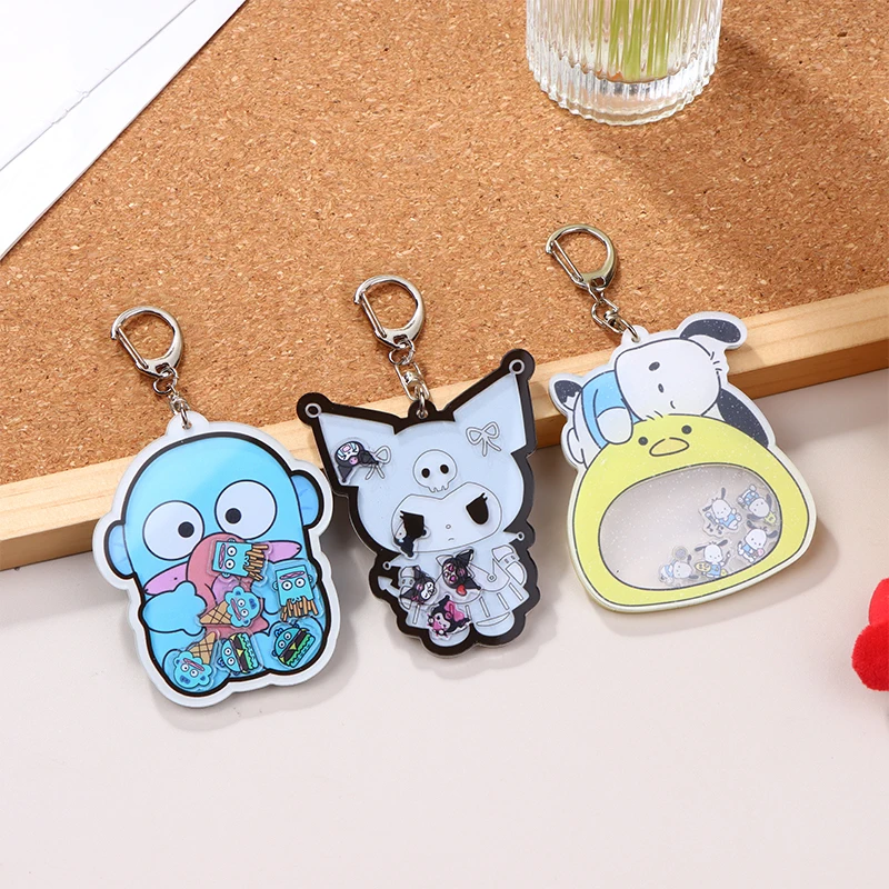 Kawaii Sanrio Cartoon Chick Pochacco Acrylic Keychain Cute Expression Key Bag Pendant Anime Accessories Toy Keyring Kids Gift