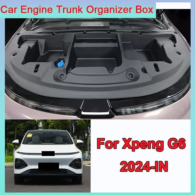 Car Engine Trunk Organizer Box For Xpeng G6 XiaoPeng 2023 2024-IN 2025 Left Rudder Engine Room Hood Storage Box Front Large Auto