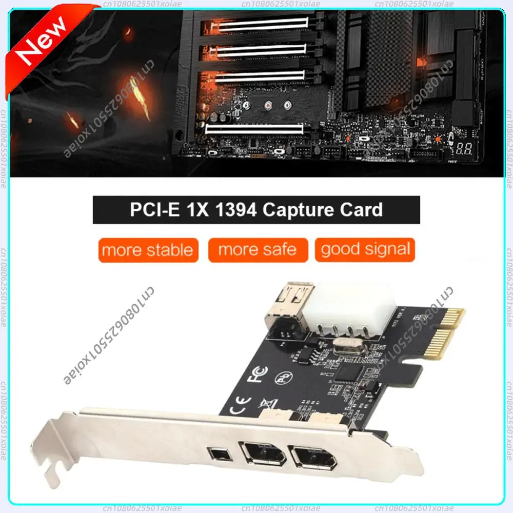 PCI-E 1X to 16X 1394 DV Video Capture Card with 6 Pin to 4 Pin Firewire Adapter Desktop Computer 3 Port Accessory
