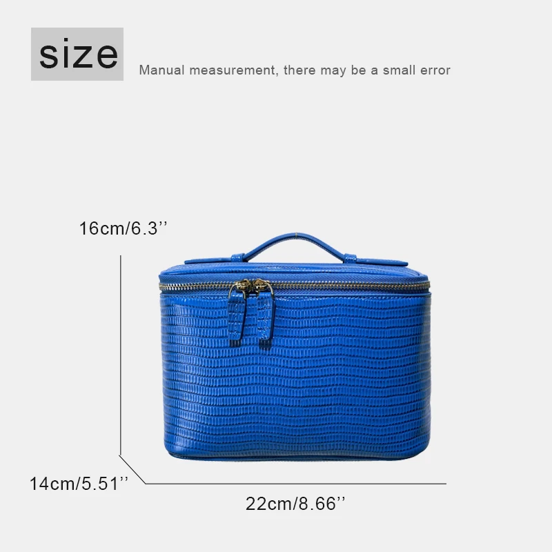 Customize Initials First Layer Cowhide Lizard Pattern With Mirror Makeup Bag For Women Luxury Designer 2026 New Travel Organizer